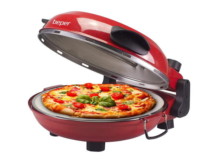 BEPER P101CUD300 Pizzaofen mit Herausnehmbarer Feuerfestplatte - Pizzaofen Elektrisch mit 5 Kochstuf