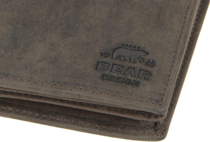 BEAR DESIGN Geldbörse Leder Geldbeutel Portemonnaie Herren braun 7 Kartenfächer Herrenbörse Dark Nat