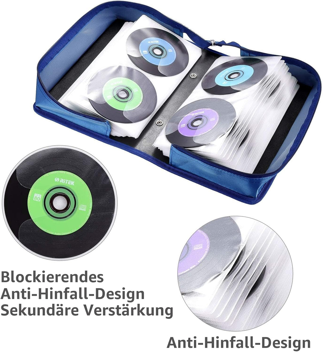 alavisxf xx CD Tasche, 160 CD/DVD Tasche Nylon CD Taschen Aufbewahrung Schutzhülle DVD Lagerung CD T
