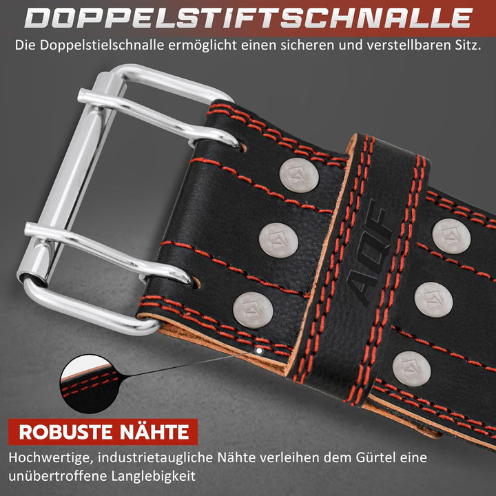 AQF Gewichthebergürtel Herren - 6mm 100% Echtem Leder Trainingsgürtel - Rückenstützgürtel Gym Liftin