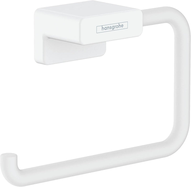 hansgrohe Toilettenpapierhalter AddStoris, Klopapierhalter ohne Deckel, Mattweiss, 1 Rolle 1 Rolle o