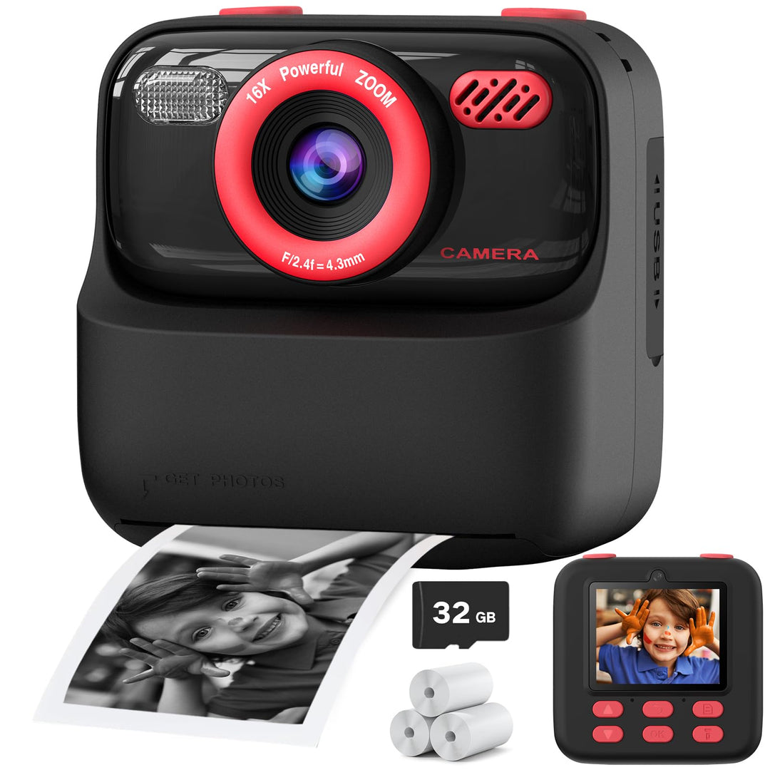 Upgrade Kinderkamera Sofortdruck für Jungen und Mädchen, 1080P HD Dual-Linse Selfie Digitalkamera mi