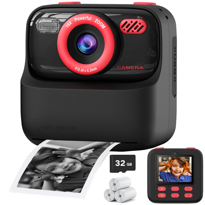 Upgrade Kinderkamera Sofortdruck für Jungen und Mädchen, 1080P HD Dual-Linse Selfie Digitalkamera mi