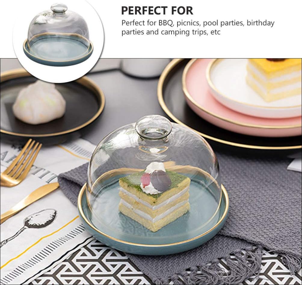 1 Set Kuchenständer Glasglocke Glas Käseglocke mit Keramik Teller Torten Glashaube Kuchenglocke Tort