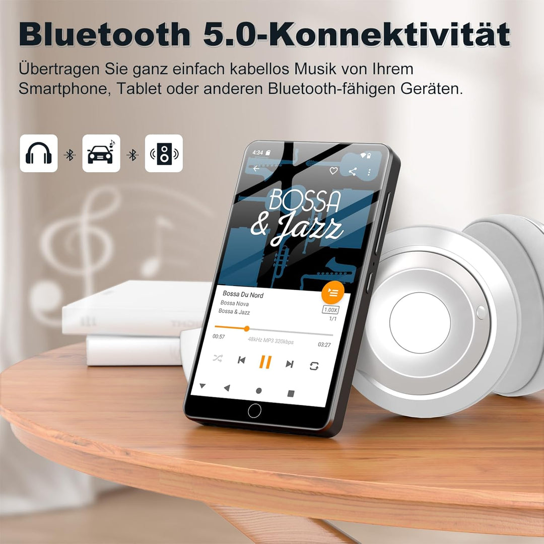 MP3 Player Spotify with Bluetooth, WLAN und 4.02 Inch Touchscreen Black, Black