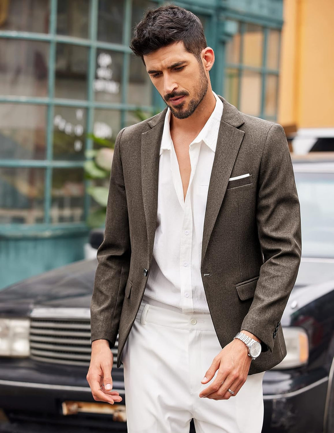 COOFANDY Herren Anzugjacke Sakko Sportlich Freizeit Blazer Regular Fit Männer Anzug EIN Knopf Busine