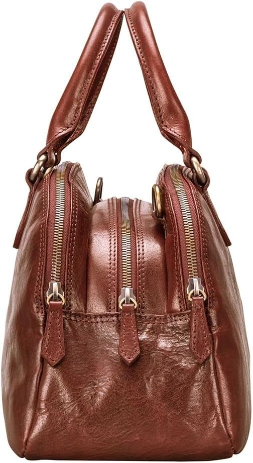 Maxwell Scott Hochwertige Damen Leder Bowling Bag Handtasche LilianaS in Cognac Braun, Cognac Braun