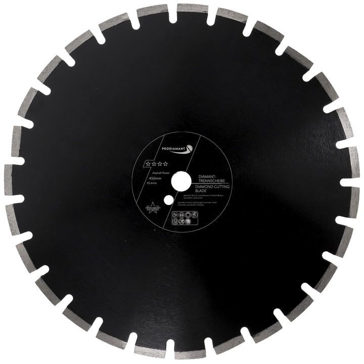 PRODIAMANT Diamantscheibe 450 mm x 25,4 mm Abrasiv für Strassen, Asphalt, Estrich, Leichtbeton, fris