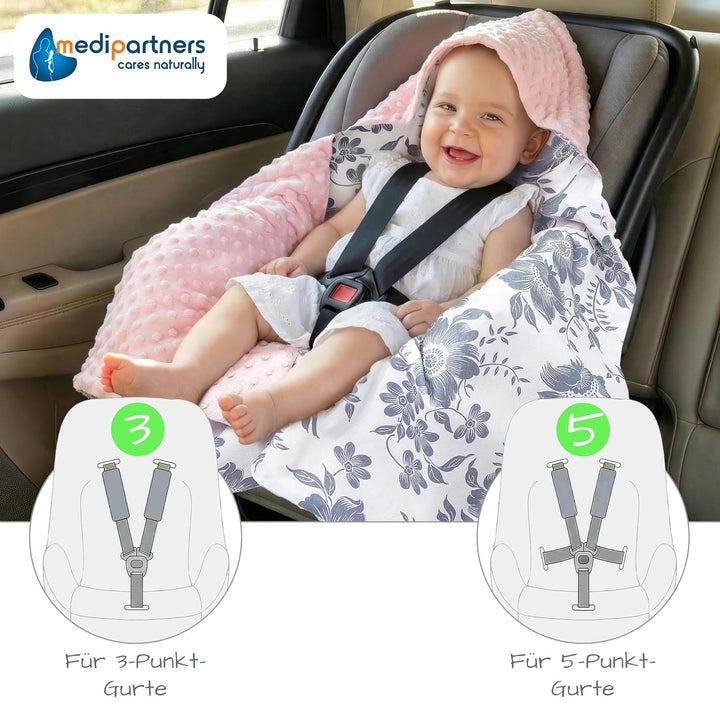 Medi Partners Einschlagdecke 100% Baumwolle 85x85cm Kuscheldecke für Kinderwagen Babyschale universa