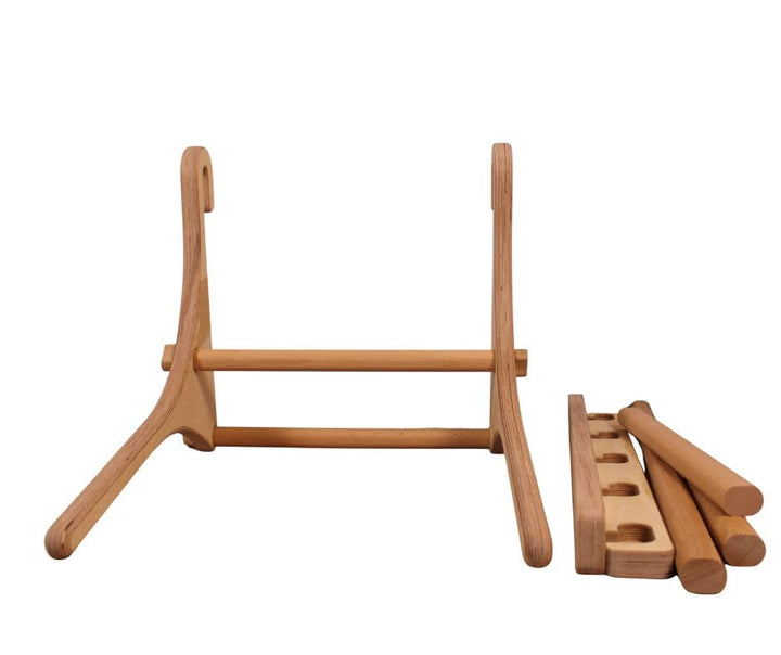 Komplettes Set aus robusten Trainingsgeräten aus Holz: stabile Dip-Stange und Klimmzugstange – 5-stu