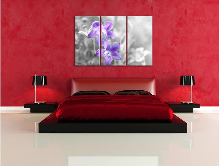 Pixxprint Lilane Lavendelblumen als Leinwandbild/Grösse: 3 Teilig (120x80) cm/Wandbild/Kunstdruck/fe