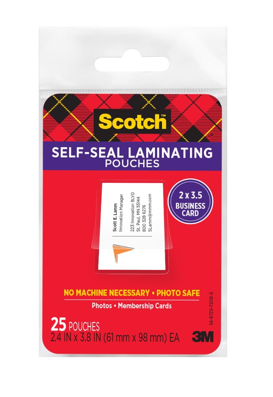 Scotch LS851G Selbstklebende Laminierfolien, 9,5 mm, 2 7/16 x 3 7/8, Visitenkartengrösse (25 Stück)