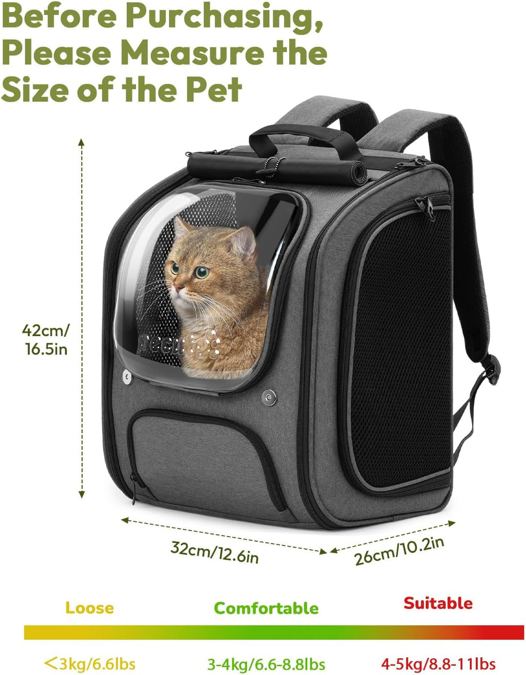 pecute Katzenrucksack Bubble Haustier Rucksack mit Netzfenster, Tragbare und Faltbare Katzentasche,