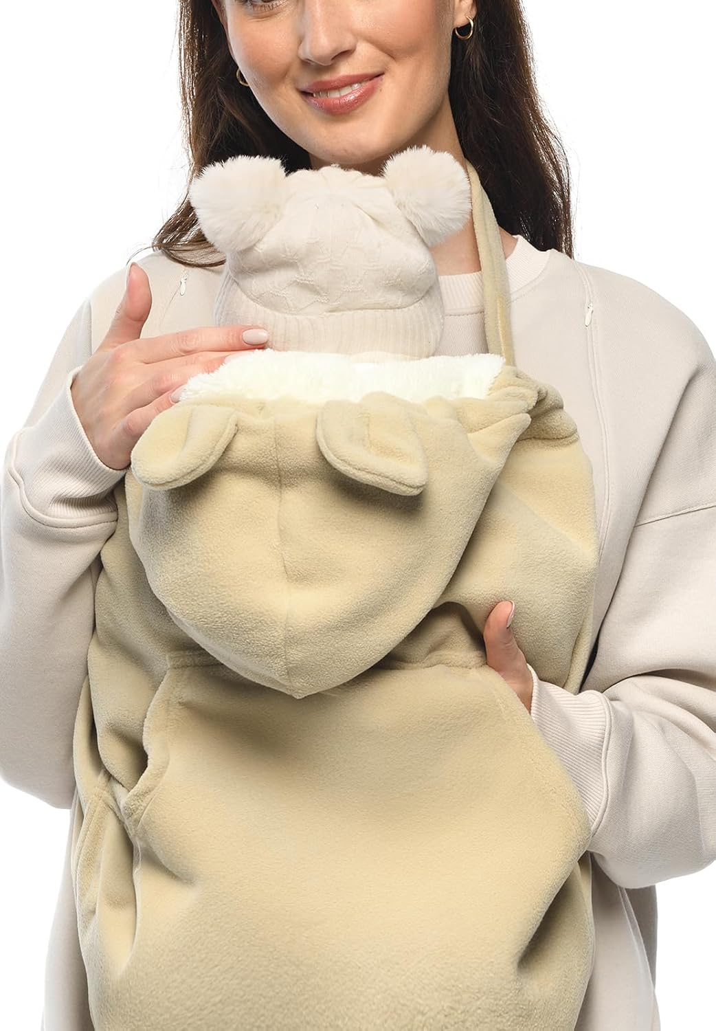 Mija - Tragecover, Universal Bezug für Baby Carrier/Tragetücher/Cape 4023 (Beige/Weiss), Beige/Wei&#