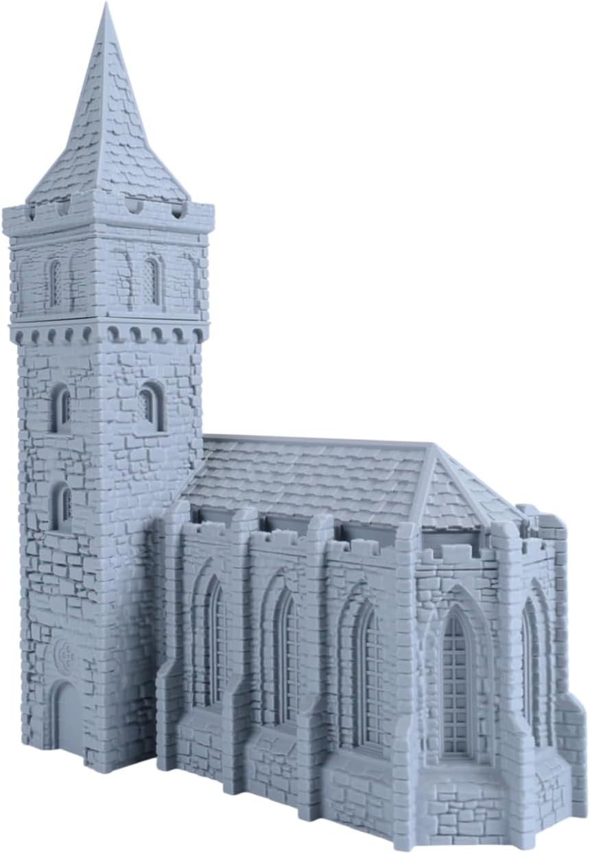 Gotische Dorfkirche Bausatz – 28mm Gelände Miniatur Gebäude aus PLA, 3D-Druck Kirche &amp; Kapelle Scatt