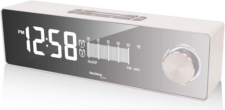 Technoline WT 483 Radiowecker mit USB-Ladeanschluss, Retro-Optik (Weiss mit Batterien)