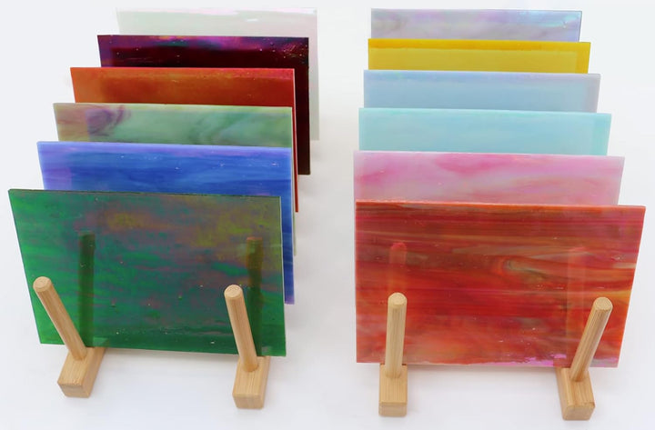 LITMIND 12 Bögen irisierende Buntglas-Blätter, 10,2 x 15,2 cm, undurchsichtiges Regenbogen-Kunstglas