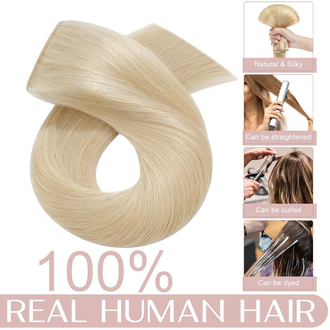 Haarteil Clip in Extensions Echthaar DICKER 1 Tresse 5 Clips Dicker Dichter Haarverlängerung 100% Re