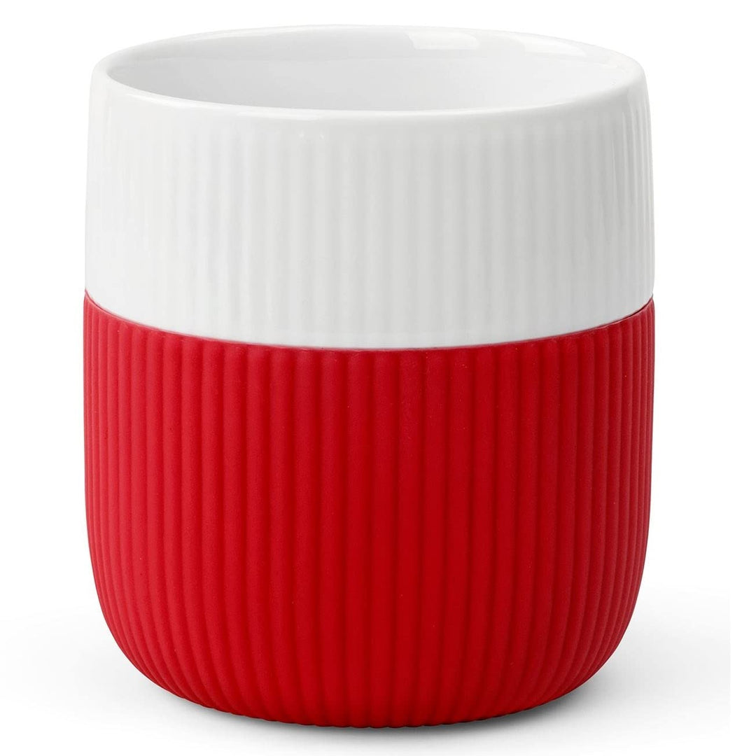 Royal Copenhagen Fluted Contrast Karibik Becher aus Porzellan in der Farbe Rot-Weiss 33cl, Masse: 8,