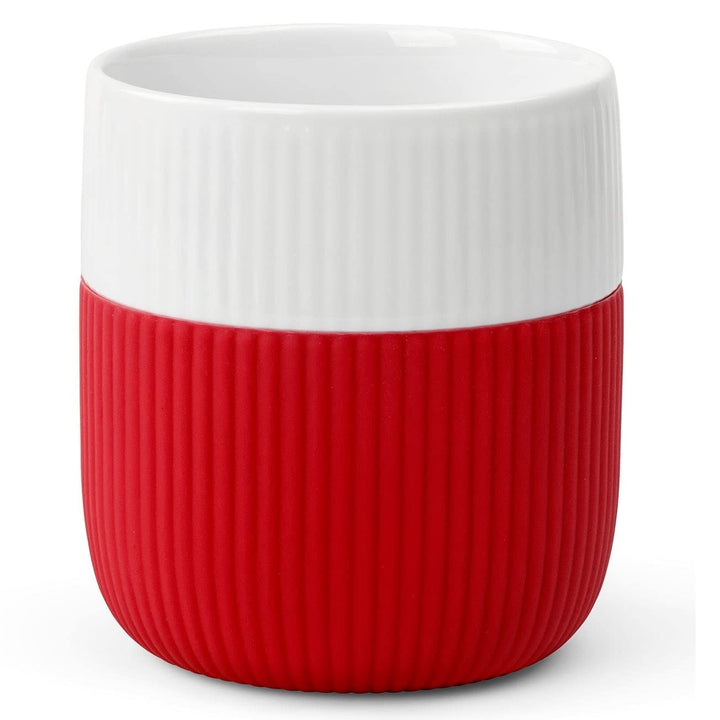 Royal Copenhagen Fluted Contrast Karibik Becher aus Porzellan in der Farbe Rot-Weiss 33cl, Masse: 8,