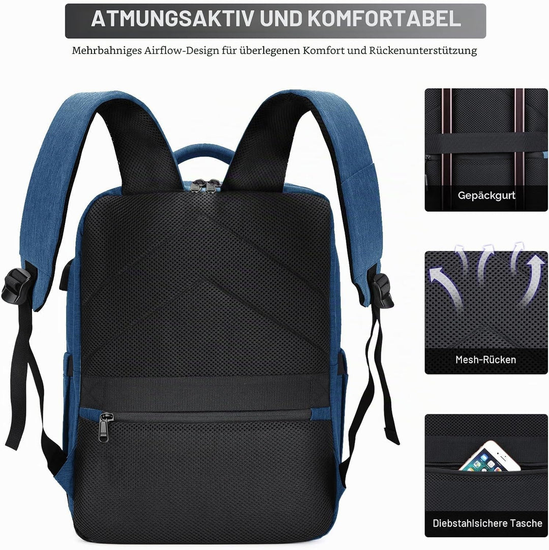 HOMIEE Handgepäck Rucksack Herren, Laptop Rucksack 15,6 Zoll Reiserucksack Travel Backpack Business