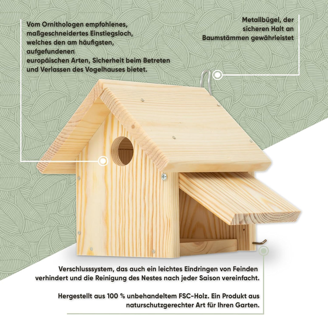 Mice&Co DIY Vogelhaus - Holzvogelhaus zum Bemalen, Nistkasten Bausatz, Montagekit mit Farben, Aussen