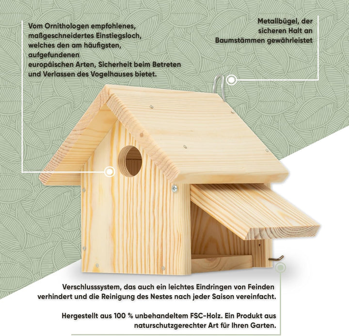 Mice&Co DIY Vogelhaus - Holzvogelhaus zum Bemalen, Nistkasten Bausatz, Montagekit mit Farben, Aussen