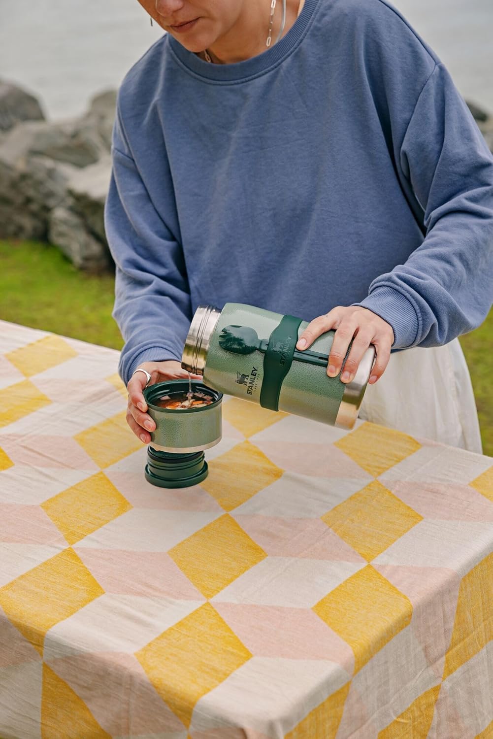 Stanley Adventure to Go Isoliergefäss und Göffel 36 oz Hammerschlaggrün, 36 oz Hammerschlaggrün