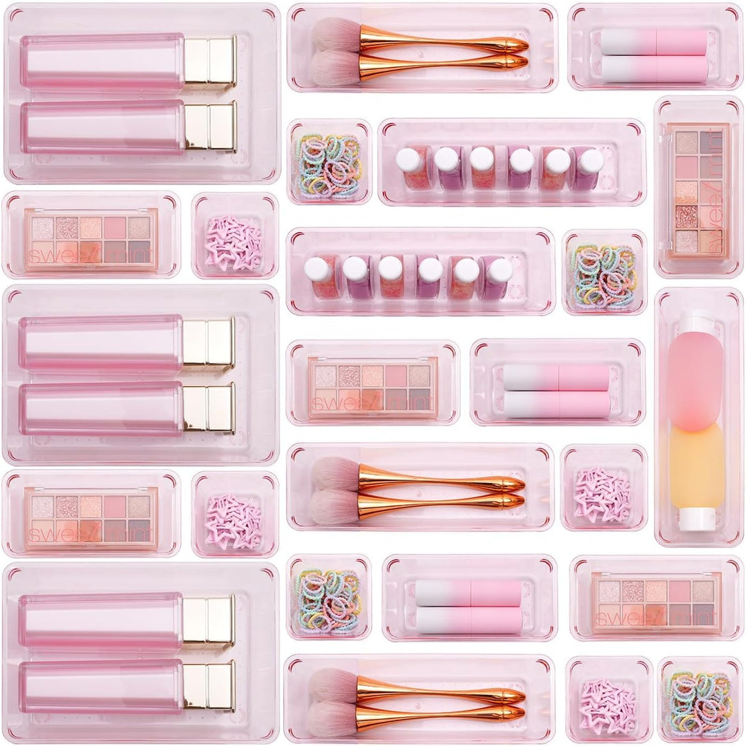 Schubladen Organizer, 25 Stück in 4 Grössen, Kunststoff, Schminktisch und Make-up Organizer, Ordnung