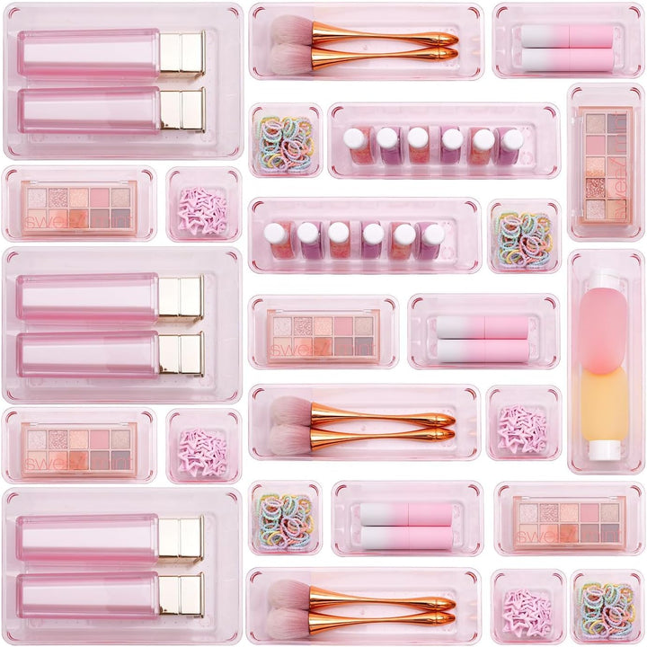 Schubladen Organizer, 25 Stück in 4 Grössen, Kunststoff, Schminktisch und Make-up Organizer, Ordnung
