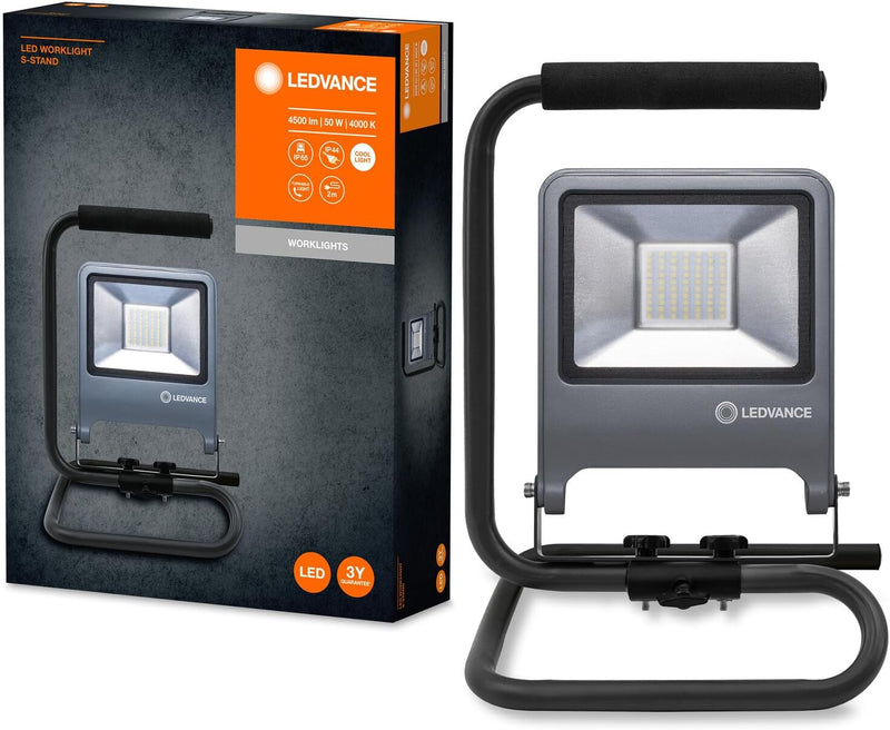 LEDVANCE LED Arbeitslicht, Leuchte für Aussenanwendungen, Kaltweiss, Tripod-Ständer, LED Worklight,