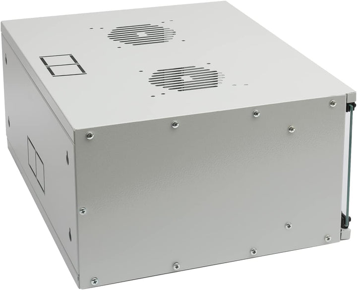 HMF 65704-07 Netzwerkschrank, Serverschrank 19 Zoll | 4 HE | 400 mm Tiefe | Glastür | Lichtgrau 4 HE