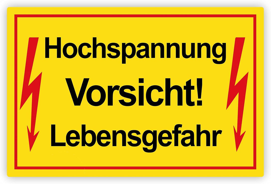 5 Stück Vorsicht ! Hochspannung Lebensgefahr Schild 20 x 30 cm aus stabiler PVC Hartschaumplatte 3mm