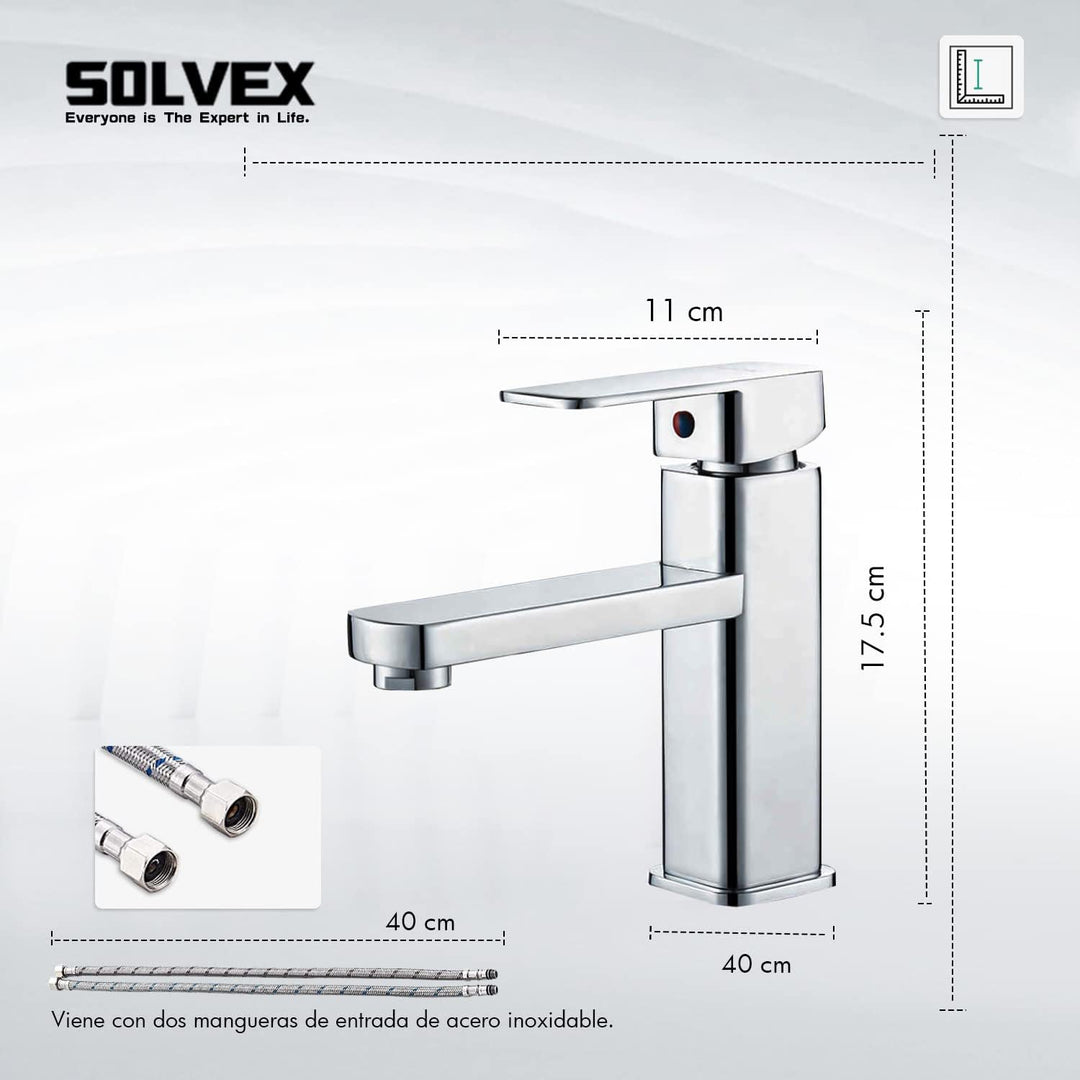 SOLVEX Wasserhahn Bad, Eckig Einhebelmischer Waschbecken, Wasserhahn Bad, Badezimmer Wasserhahn Hohe