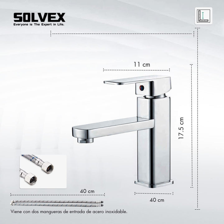 SOLVEX Wasserhahn Bad, Eckig Einhebelmischer Waschbecken, Wasserhahn Bad, Badezimmer Wasserhahn Hohe