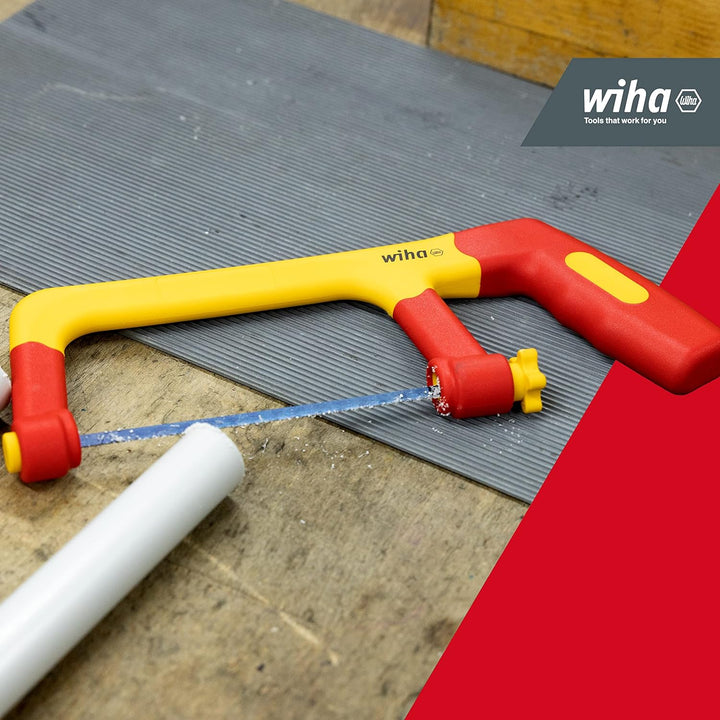 Wiha Bügelsäge electric isoliert I mit drei austauschbaren Sägeblättern 150 mm I sauberer Schnitt be