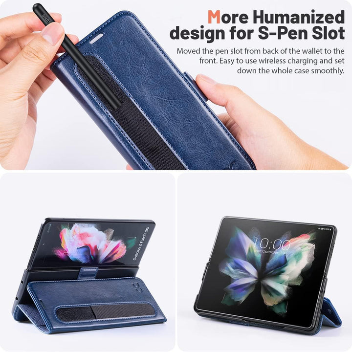 OCASE Hülle Samsung Galaxy Z Fold 4 5G Handyhülle mit [S Pen Halter] [Vorderseite Displayschutz] [Pr