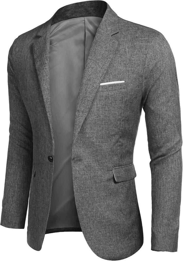 COOFANDY Herren Sakko Sportlich Modern Freizeit Blazer Jackett 1 Knopf Business Anzugjacke Regular F
