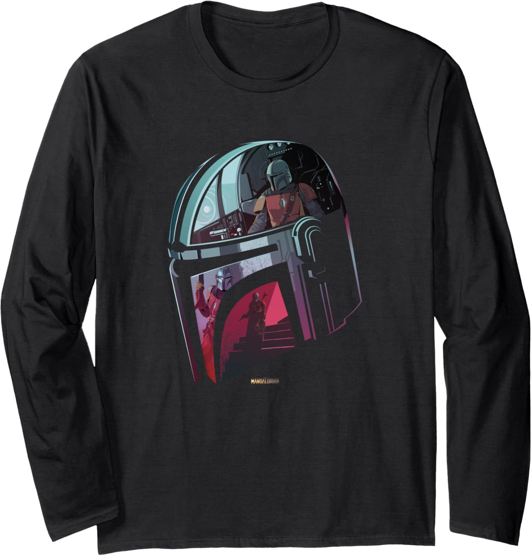 Star Wars The Mandalorian Helmet Reflection Langarmshirt