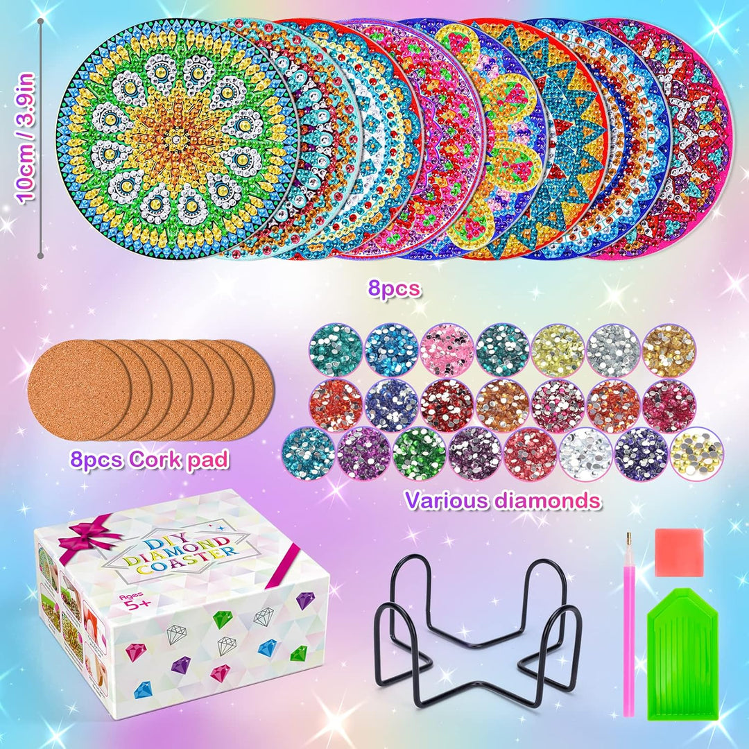 Tateangnik Mandala Diamond Painting Basteln für Kinder, Untersetzer Bastelset Mädchen 8 9 10 11 12 J