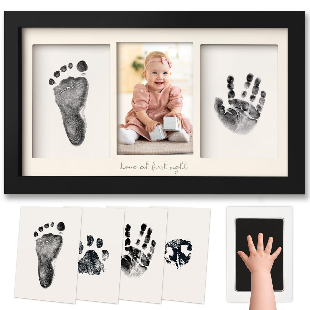 KeaBabies Tintenloses Baby Handabdruck und Fussabdruck set (Onyx Black) | No Mess Tintenauflage für