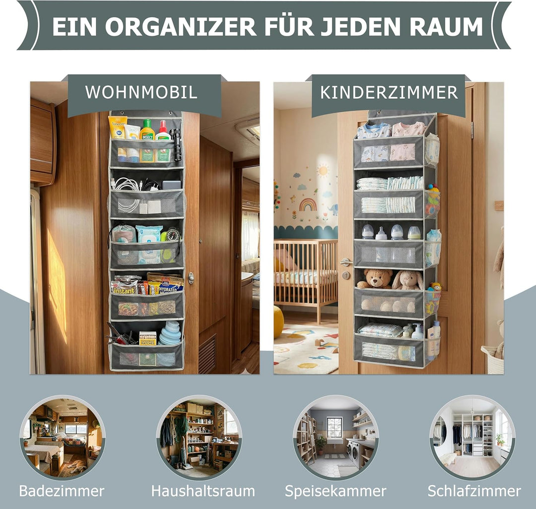 Hängeorganizer für die Tür, Upgrade Türorganizer mit 5 Fächern, Grosses Hängeregal, Faltbares Aufbew