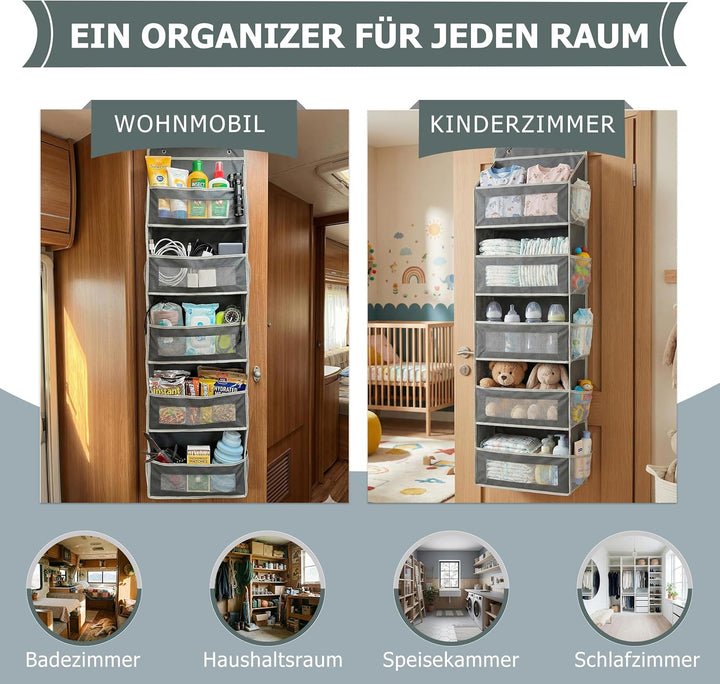 Hängeorganizer für die Tür, Upgrade Türorganizer mit 5 Fächern, Grosses Hängeregal, Faltbares Aufbew