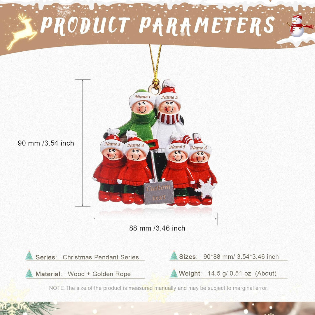 lorajewel Personalisierte Weihnachtsschmuck Anhänger mit 2/3/4/5/6/7/8 Familiennamen Weihnachtsbaum