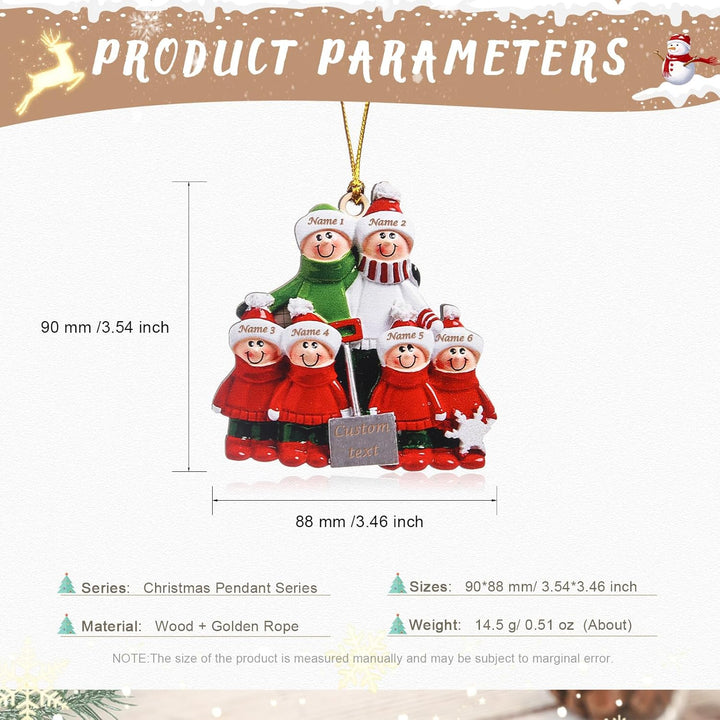 lorajewel Personalisierte Weihnachtsschmuck Anhänger mit 2/3/4/5/6/7/8 Familiennamen Weihnachtsbaum