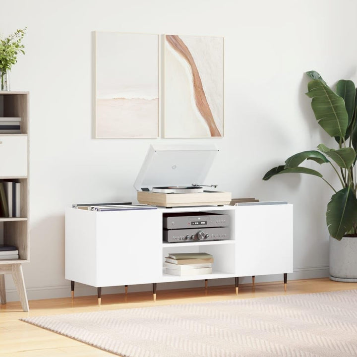 Disc-Möbel weiss 121 x 38 x 48 cm aus Sperrholz für Wohnzimmer, TV-Schrank, CD-Möbel, CD-Rackregal,