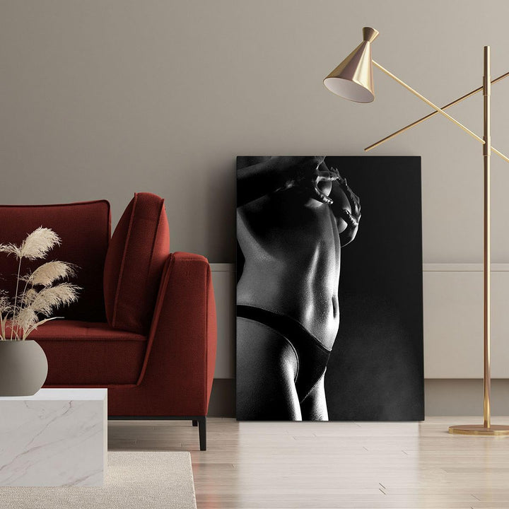 Bilder auf Leinwand 55x100cm Leinwandbild mit Rahmen Anatomie Frau nackt Gross Wanddeko Bild Schlafz