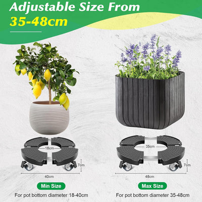 Linkax Pflanzenroller Ø 35-48cm, Rollbrett Pflanzen bis 150 KG, Untersetzer Blumentopf Gross Pflanze