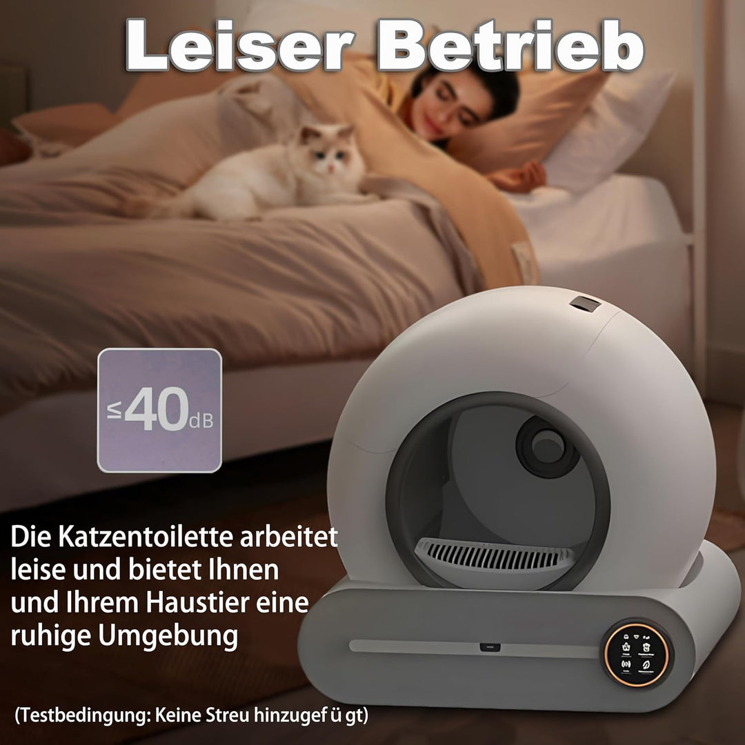 Selbstreinigende Katzentoilette, 65L+9L Selbstreinigende Toilette mit 5 Rollen Müllsäcken und 1 Fuss