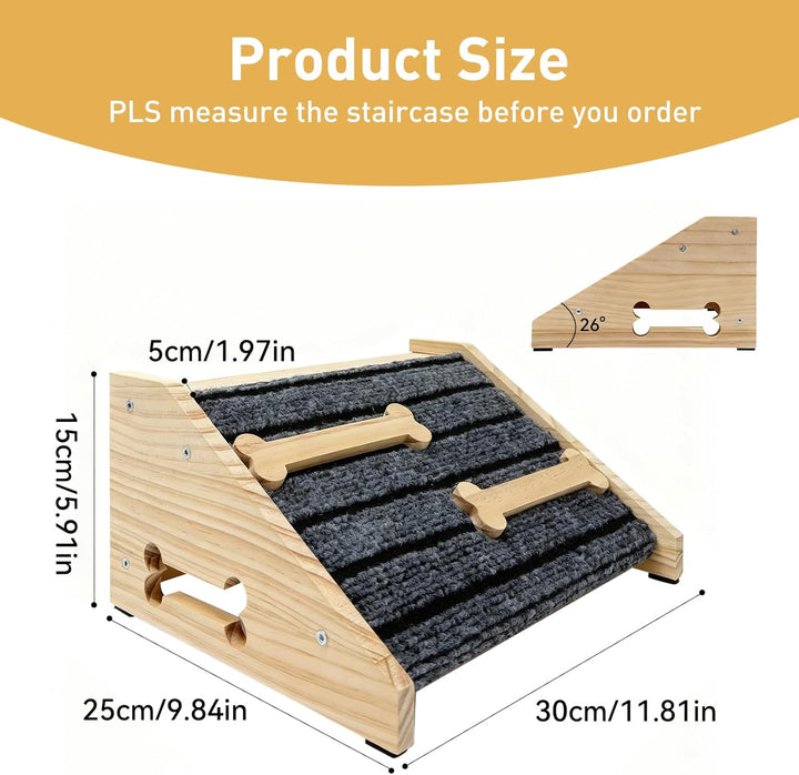 Hundetreppe 25cm Innen Hunderampe für kleine Hunde Sofa Haustiertreppe aus Holz Hundekletterrampe Ka